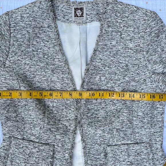 SPRING SALE! Anne Klein suit jacket black and white boucle cream satin lining - Picture 6 of 6